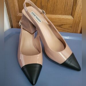 Steve Madden Beige and Black Slingback Heels